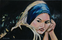 TV 141104, Frau mit Stirnband, gemalt mit Ölfarben